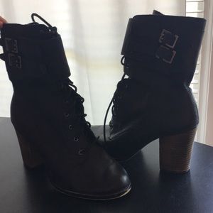 Black lace up booties